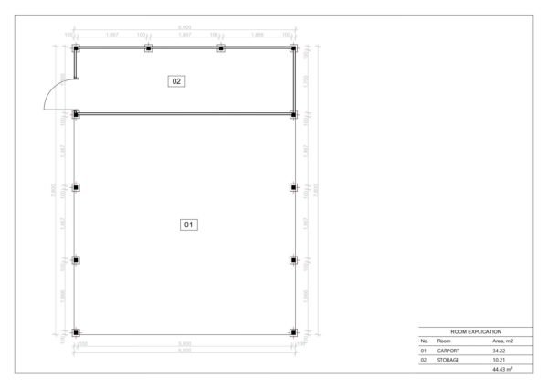 Dubbel Carport Elsdon, 44 m²