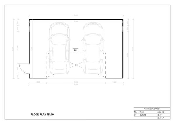 Isolerat Dubbelgarage Coverack, 38 m²