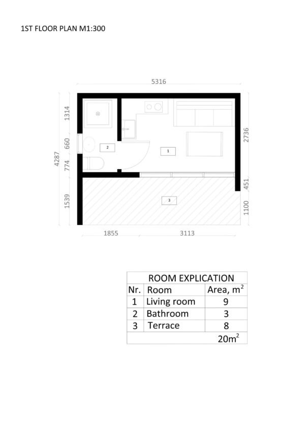 Siltinātas Gatavas Māja Gibraltar, 20 m²