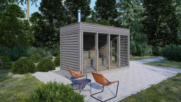 Outdoor Sauna Anthracite, 2×4, 8 m²