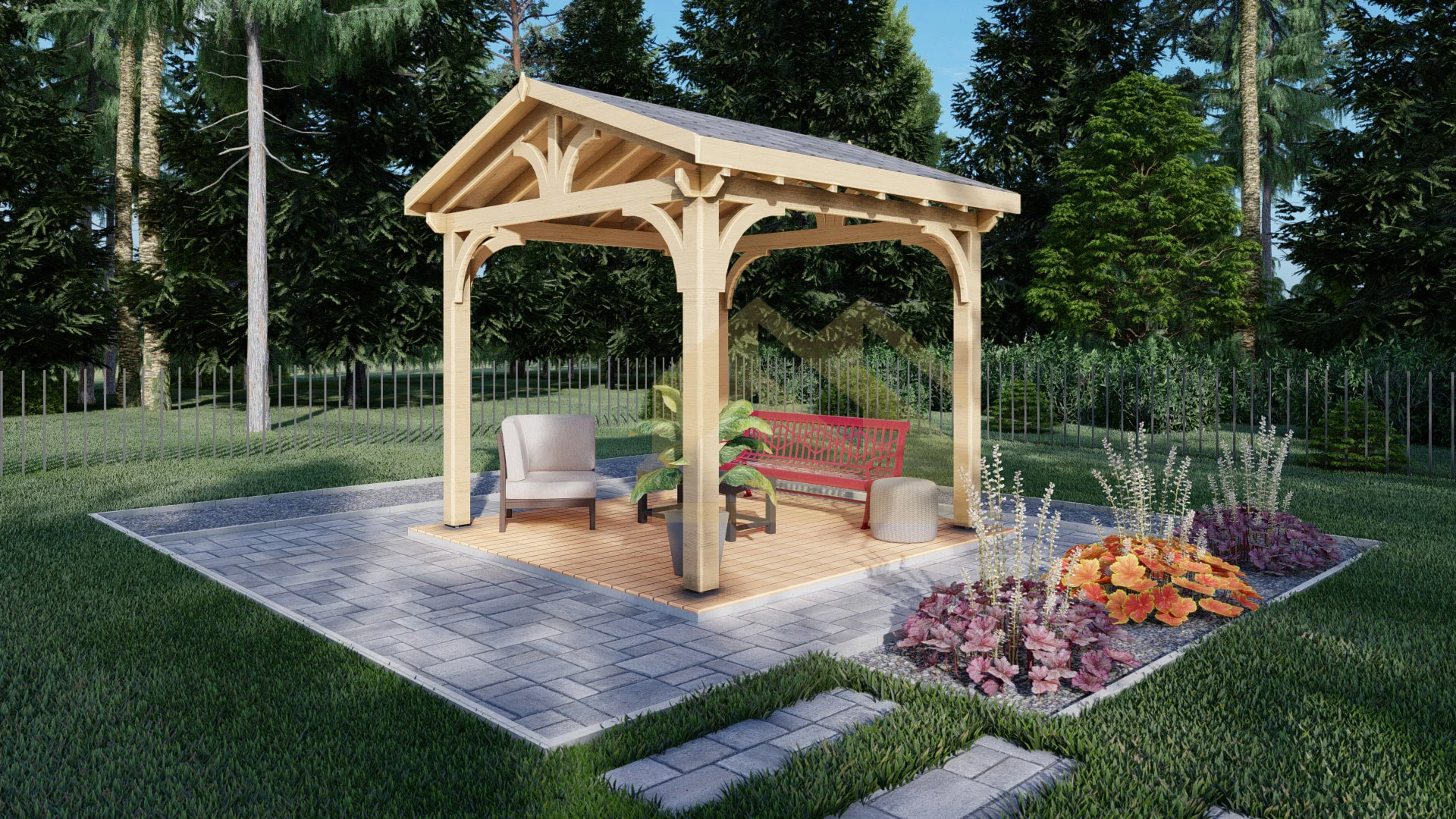 Wooden Outdoor Gazebo Teller, 3×3, 9 M²